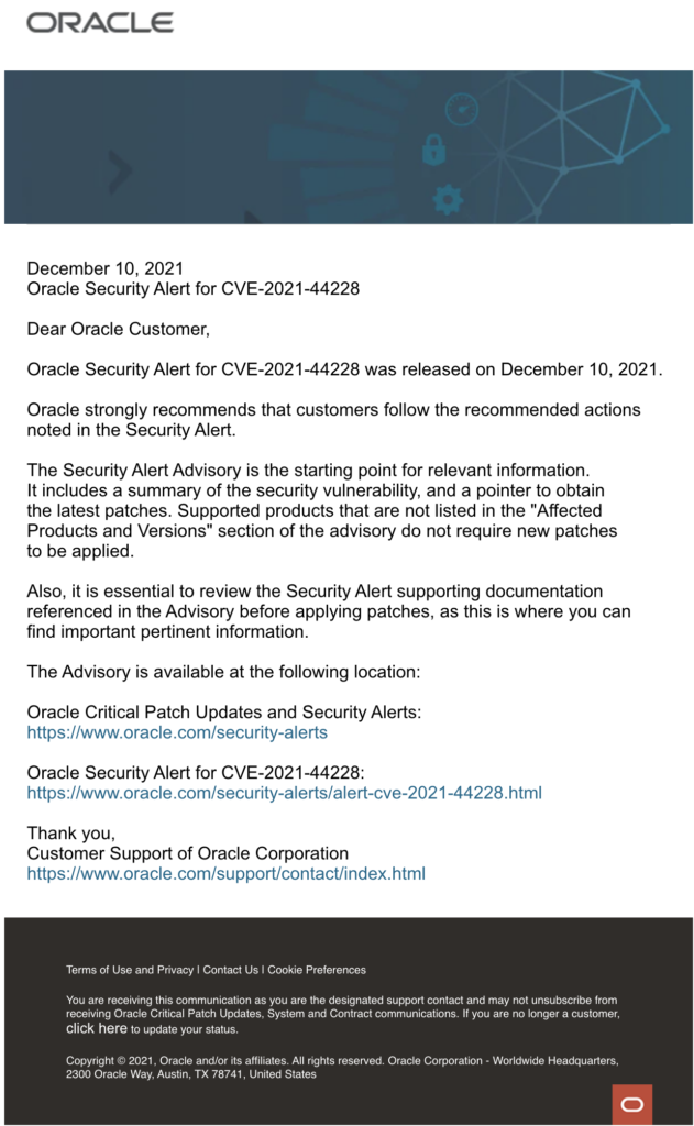 Oracle Security Alert Advisory - CVE